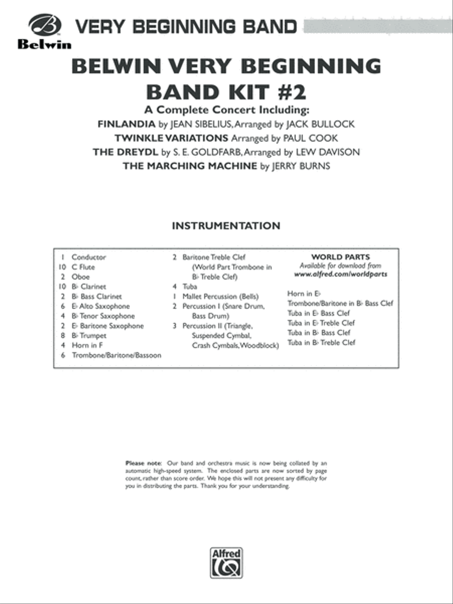 Belwin Very Beginning Band Kit #2: Score Concert Band scores gallery preview page 1