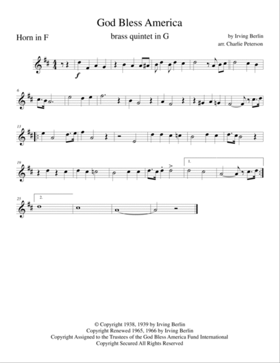 God Bless America ® Brass Ensemble scores gallery preview page 6