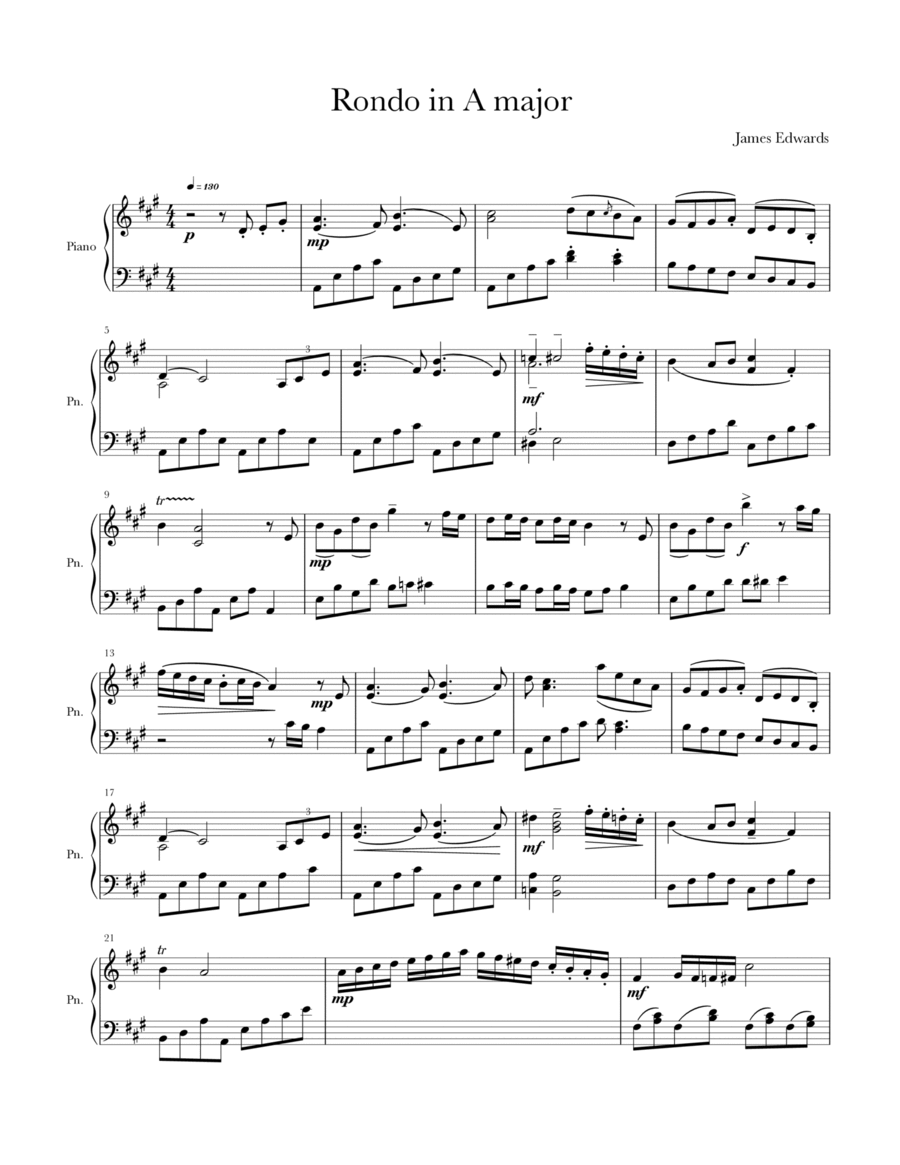 Rondo In A Piano Solo scores gallery preview page 1