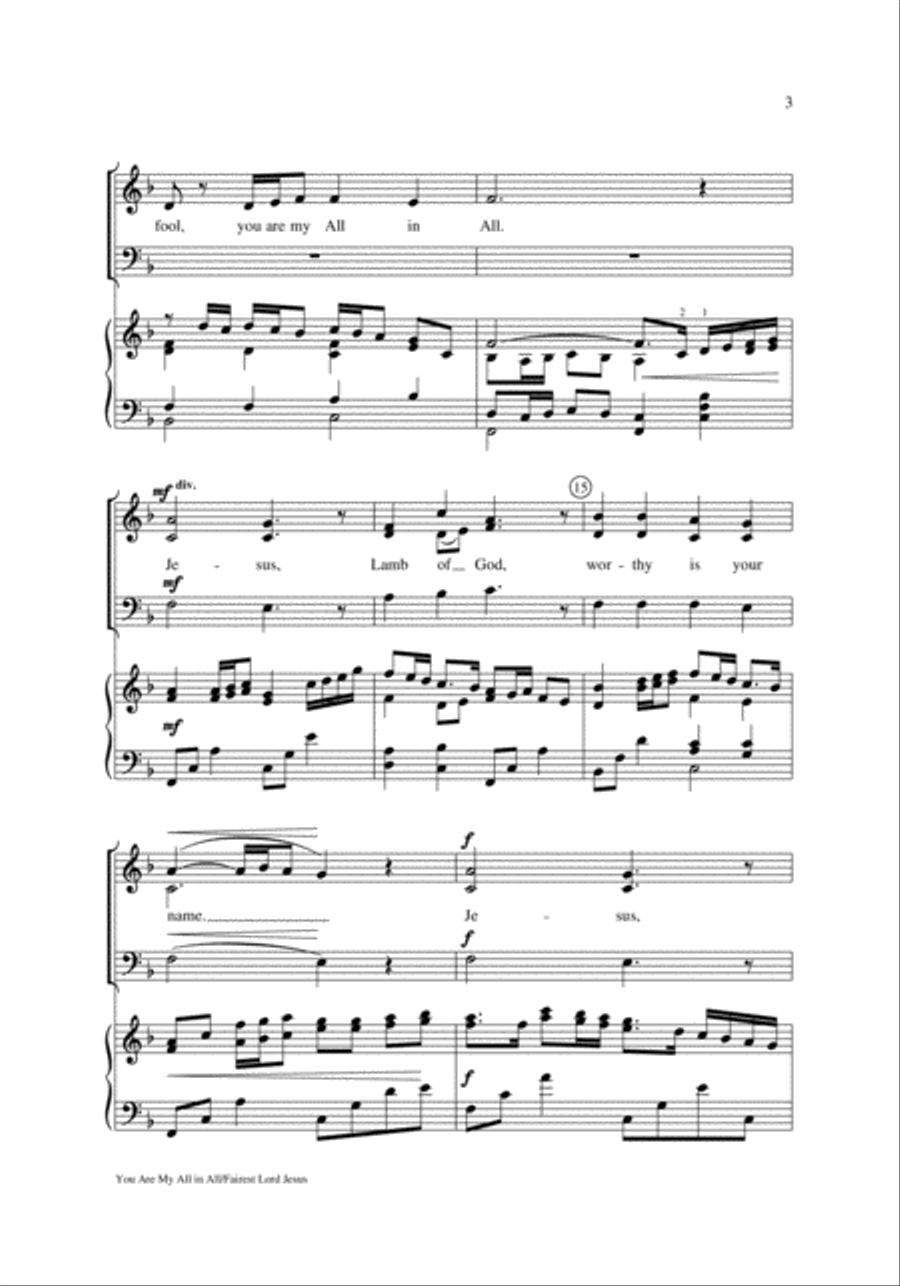 You Are My All in All/Fairest Lord Jesus 3-Part scores gallery preview page 3
