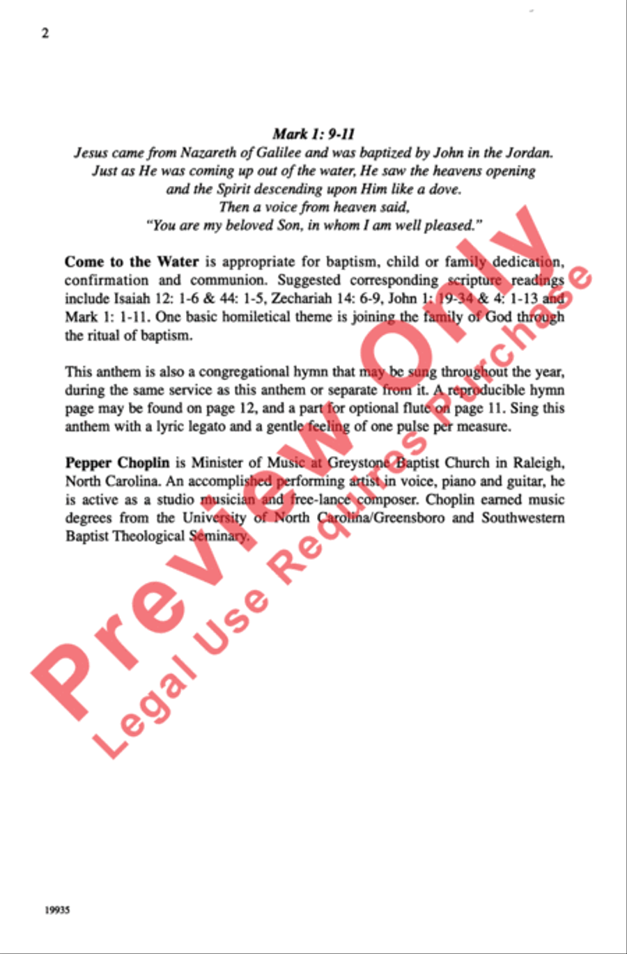 Come to the Water Come to the Water 4-Part scores gallery preview page 2