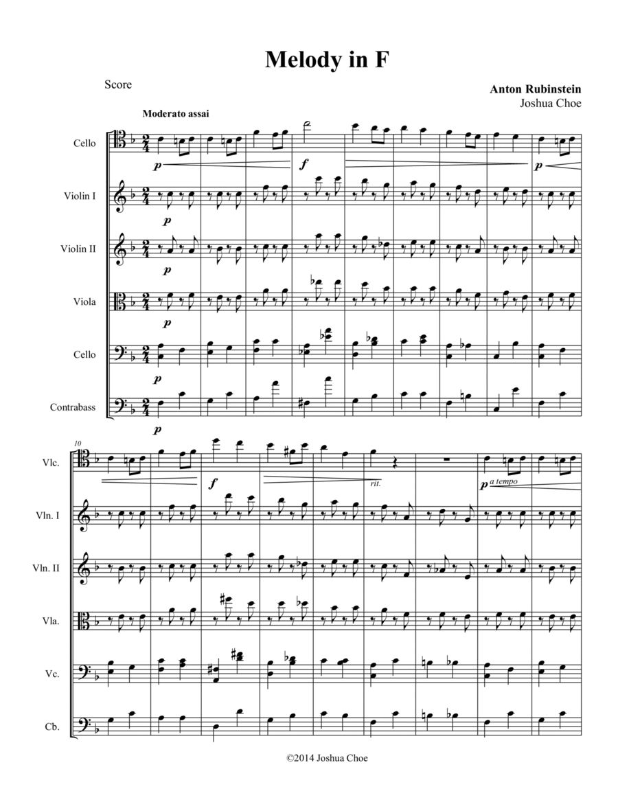 Melody in F Melody in F String Orchestra scores gallery preview page 1