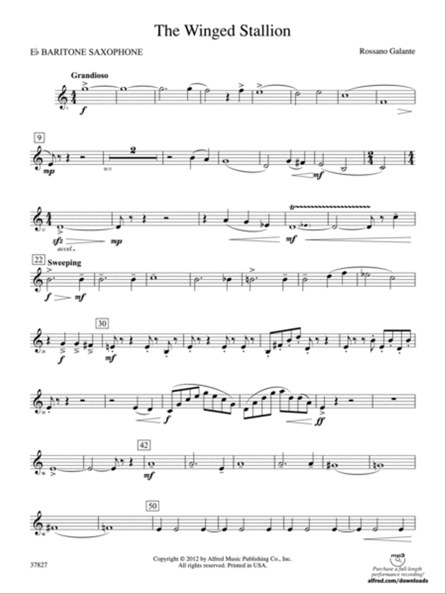The Winged Stallion: E-flat Baritone Saxophone Concert Band scores gallery preview page 1