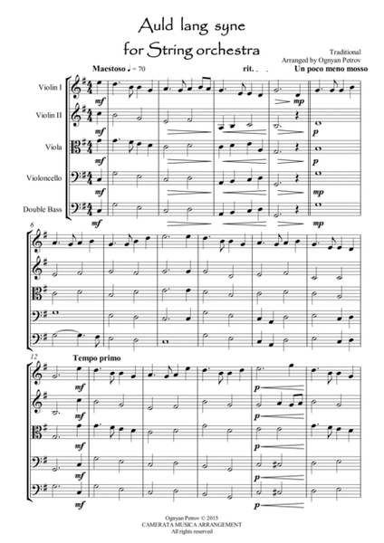 Auld lang syne - Arranged for string orchestra image number null