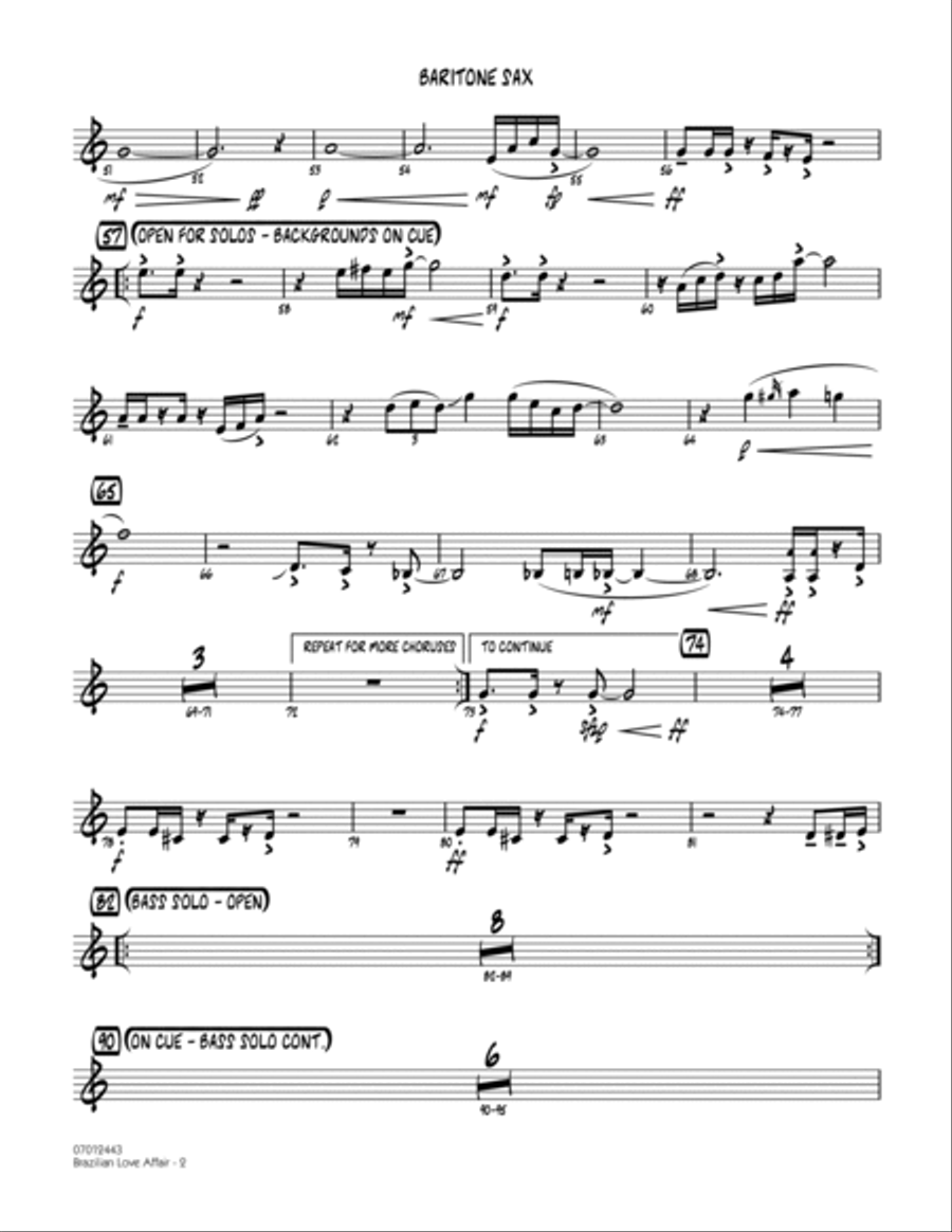 Brazilian Love Affair - Baritone Sax Baritone Saxophone scores gallery preview page 2