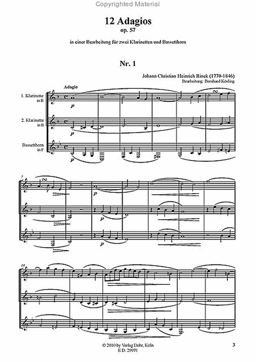 12 Adagios op. 57 (für zwei Klarinetten und Bassetthorn)