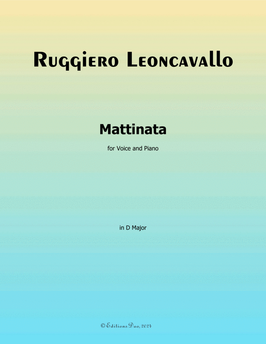 Mattinata,by Leoncavallo,in D Major