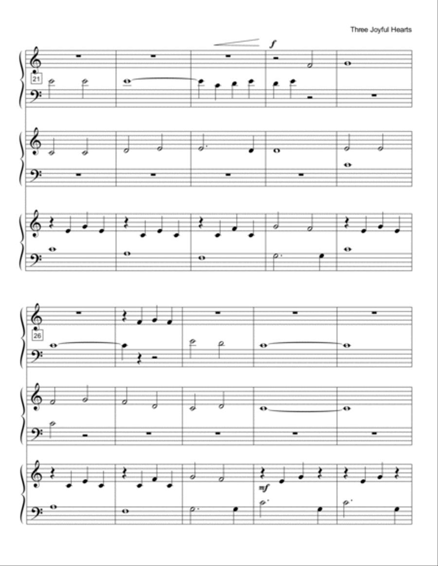 Three Joyful Hearts (1P/6H) Easy Piano scores gallery preview page 4