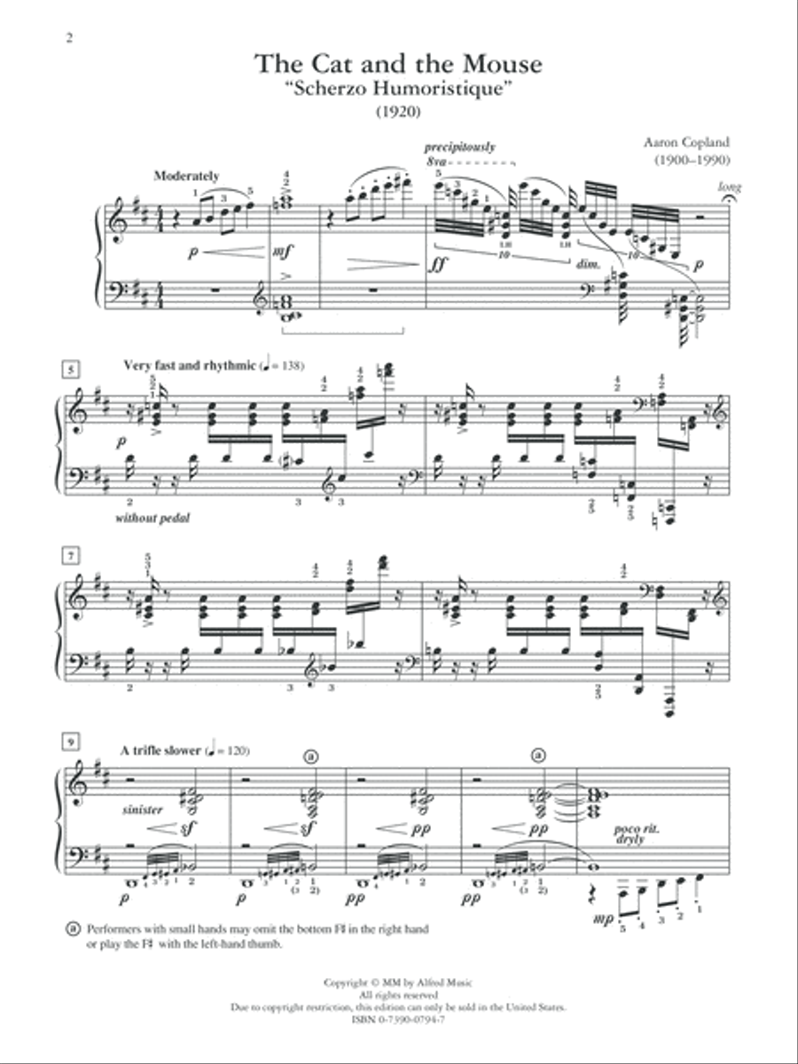 Copland, The Cat and the Mouse - Piano Solo Piano Solo scores gallery preview page 1