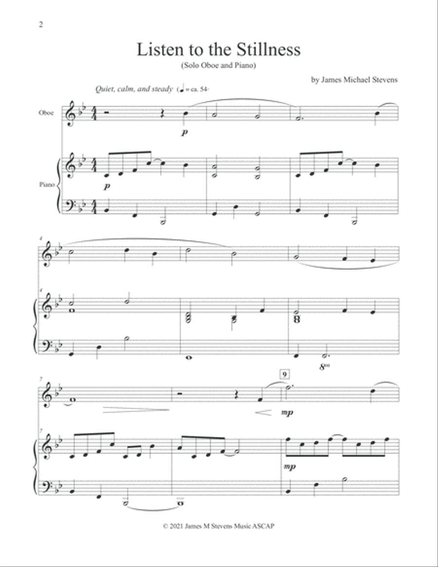 Listen to the Stillness - Oboe & Piano Piano scores gallery preview page 2