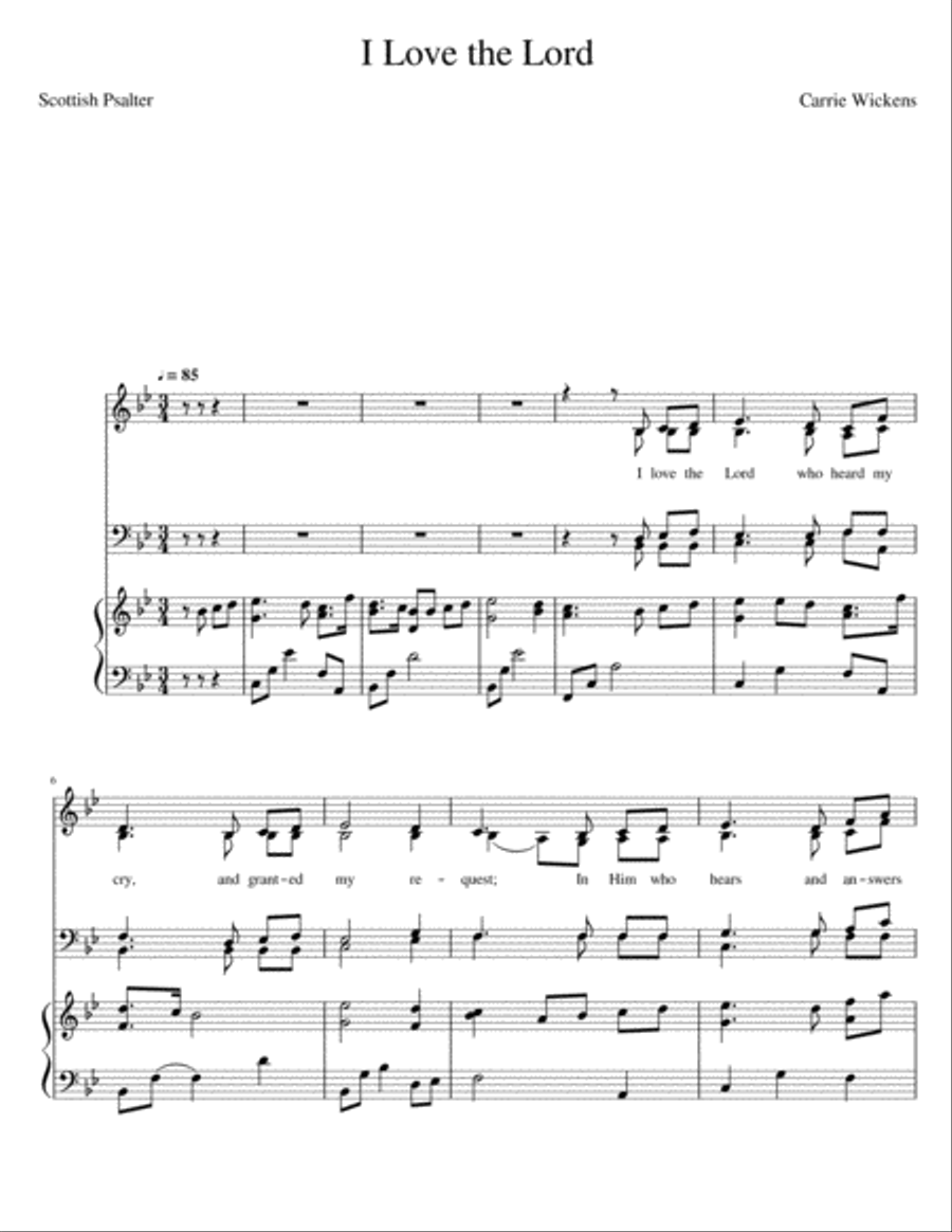 I Love the Lord SATB easy 4-Part scores gallery preview page 1