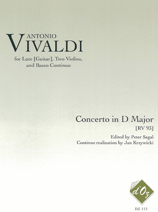 Book cover for Concerto in D Major, RV 93