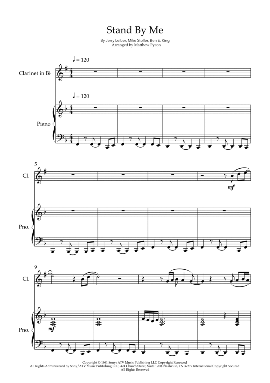 Stand By Me B-Flat Clarinet scores gallery preview page 1