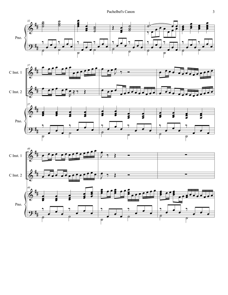 Pachelbel's Canon (Wedding Arrangement: Duet for C-Instruments with Piano Accompaniment) Flute scores gallery preview page 4