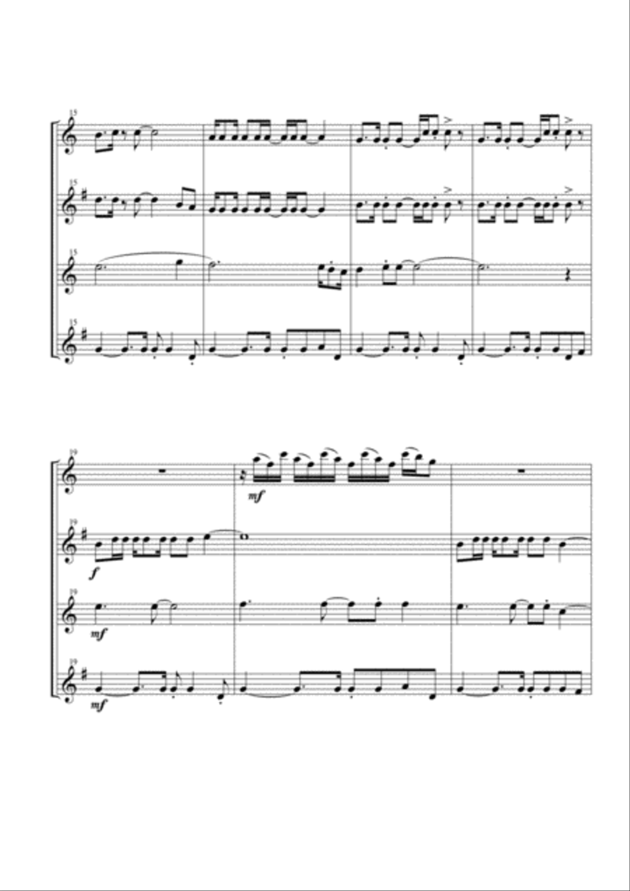 Dancing Queen Woodwind Quartet scores gallery preview page 3