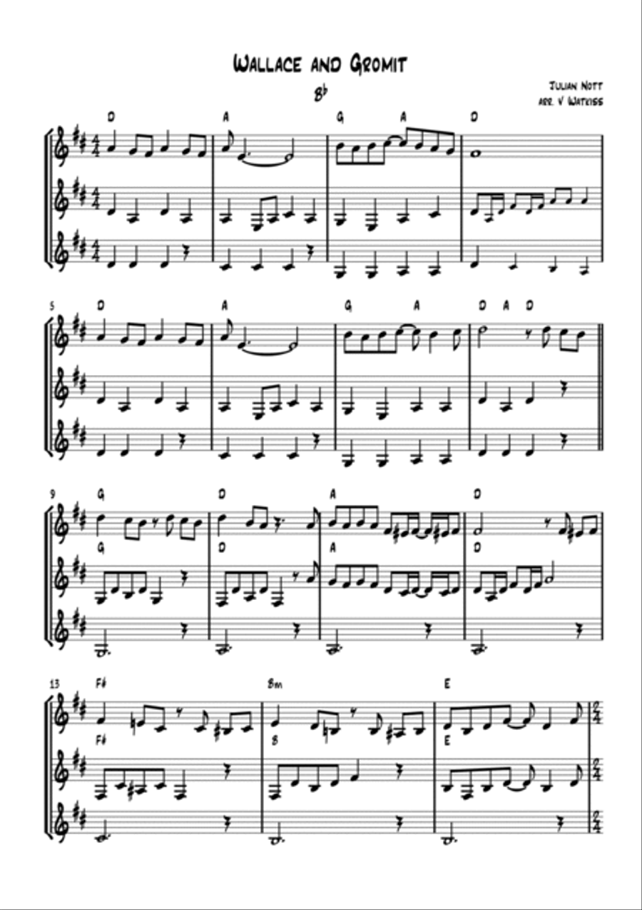 Wallace And Gromit Theme Wallace And Gromit Theme Large Ensemble scores gallery preview page 3