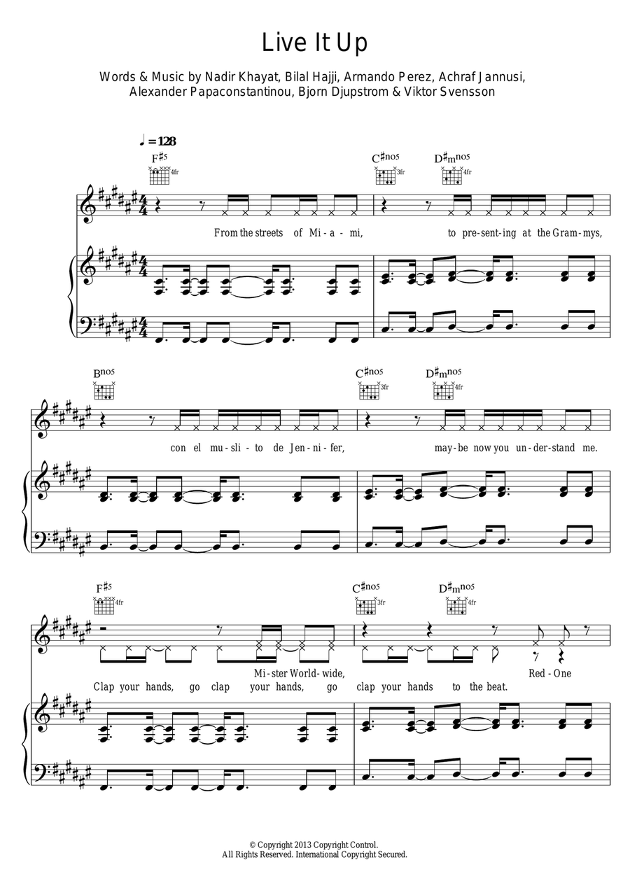 Live It Up Live It Up Piano, Vocal scores gallery preview page 1