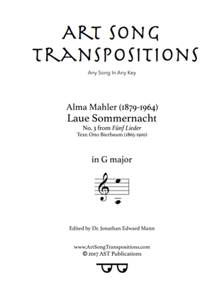 MAHLER: Laue Sommernacht (transposed to G major)