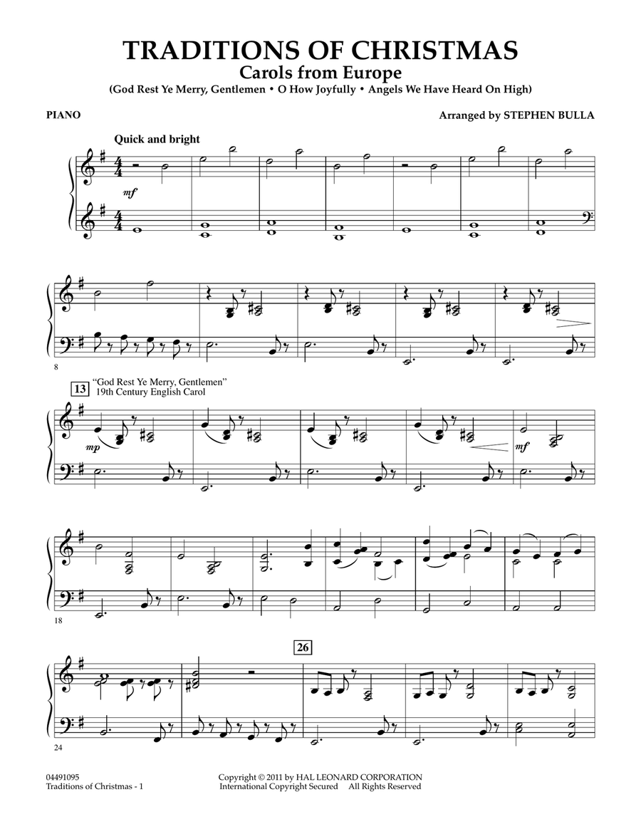 Traditions Of Christmas (Carols From Europe) - Piano Orchestra scores gallery preview page 1