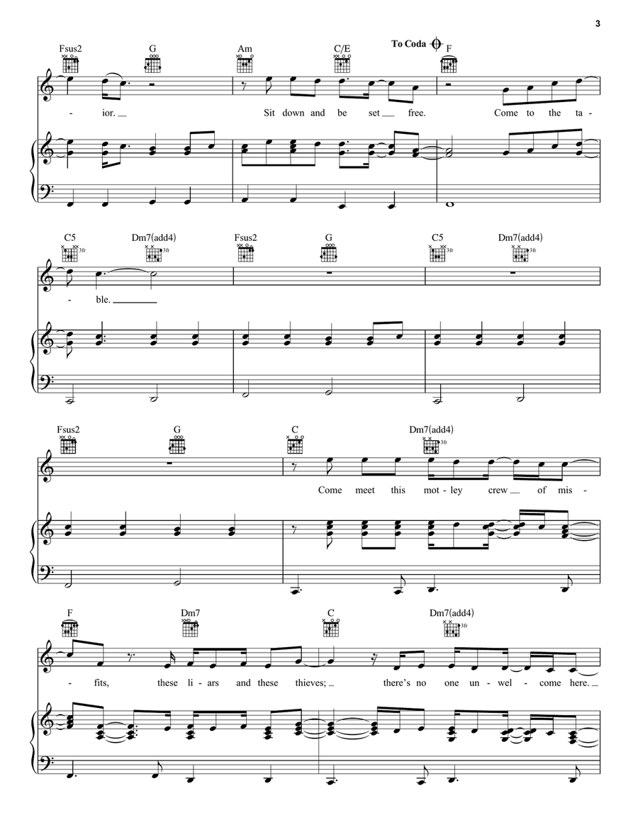 Come To The Table Piano, Vocal, Guitar scores gallery preview page 3