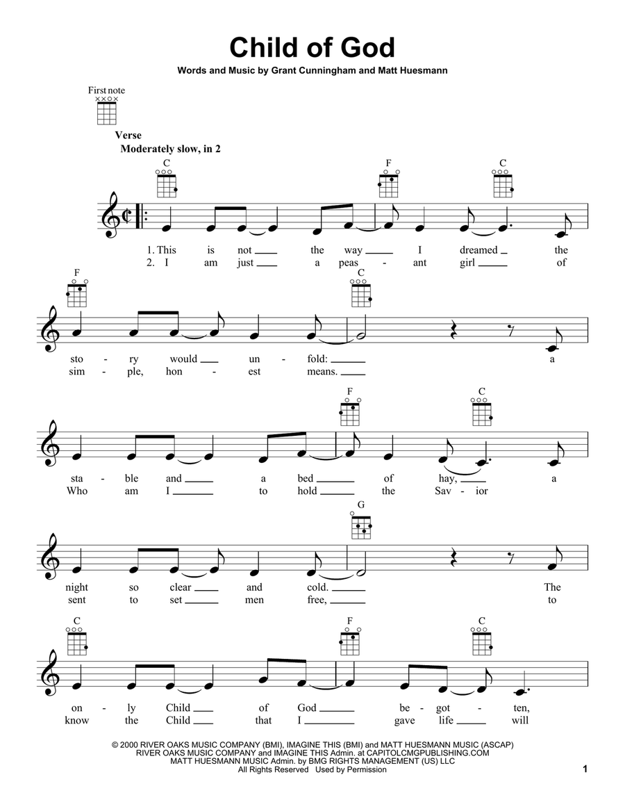 Child Of God Ukulele scores gallery preview page 1