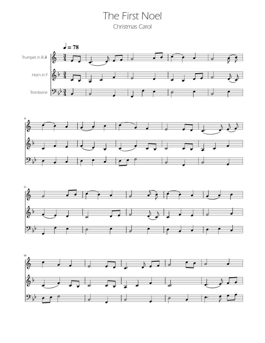 The First Noel - Brass Trio Brass Trio scores gallery preview page 1