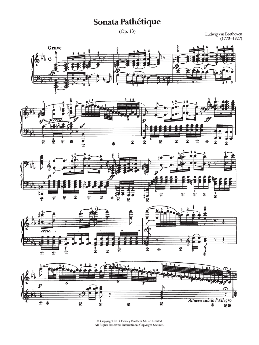 Sonata Pathetique, Op.13 (1st-3rd Movements) Piano Solo scores gallery preview page 1