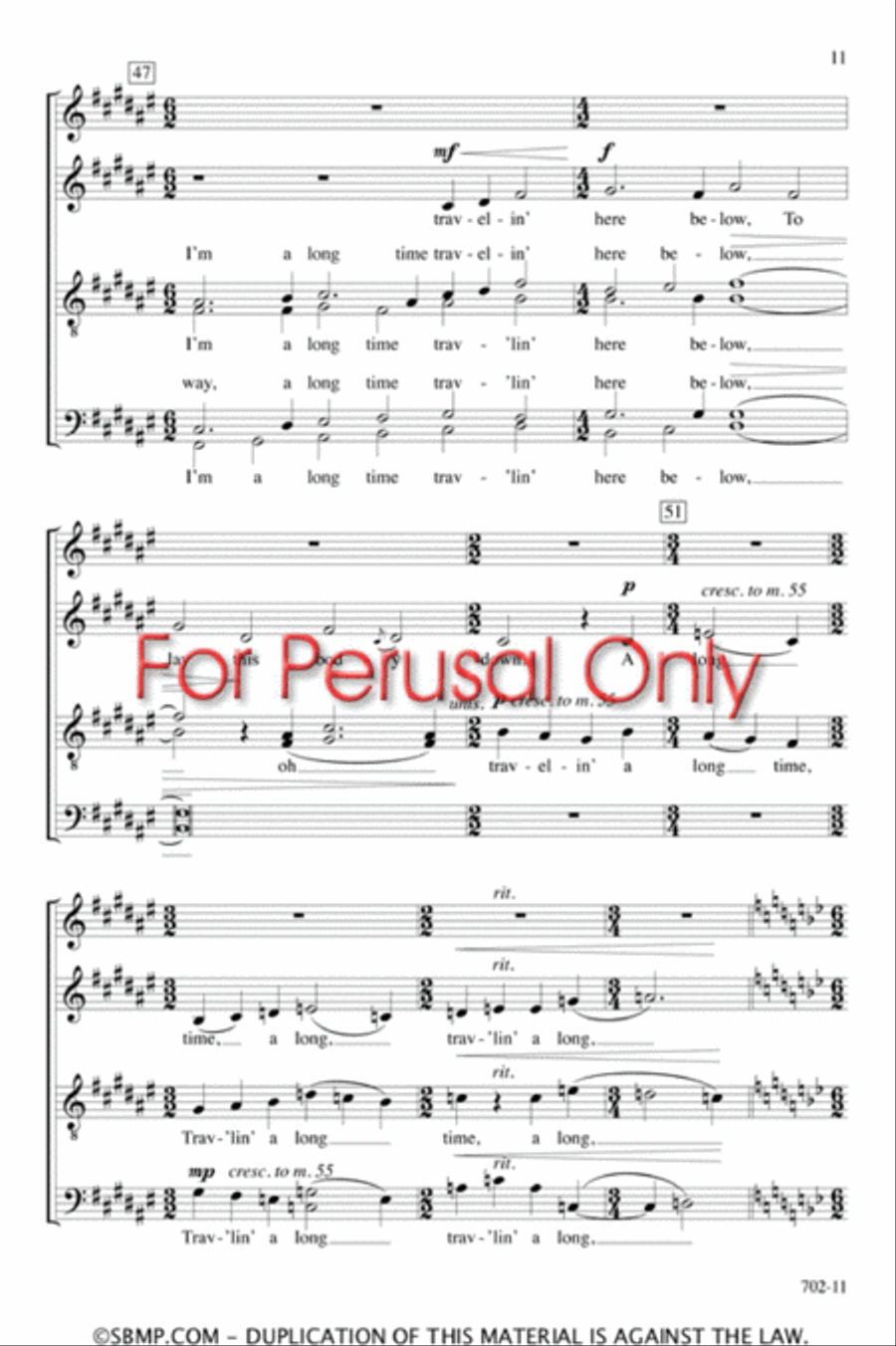 Long Time Trav'ling - SATB divisi Octavo Divisi scores gallery preview page 10
