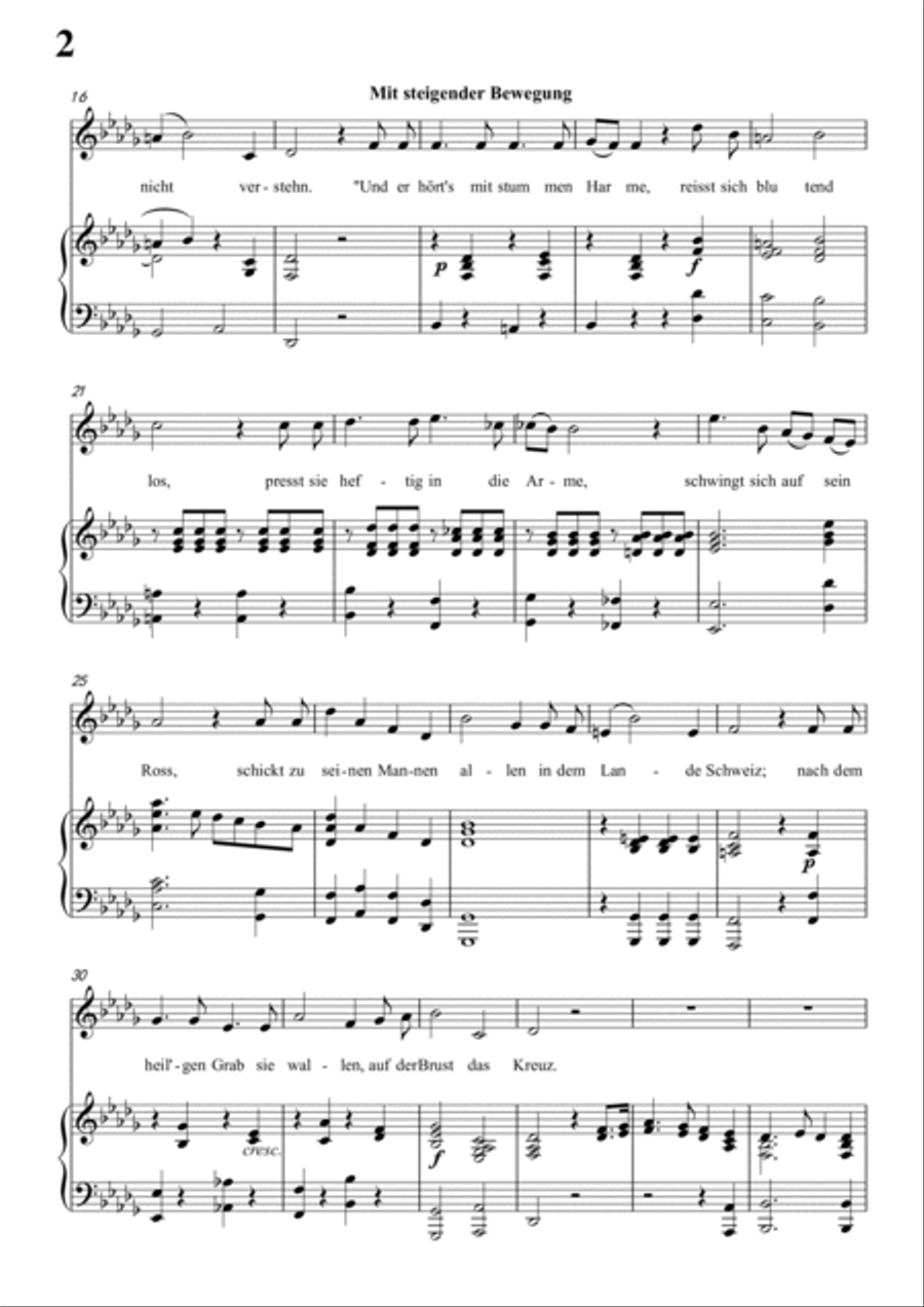 Schubert-Ritter Toggenburg in bD for Vocal and Piano Voice scores gallery preview page 3