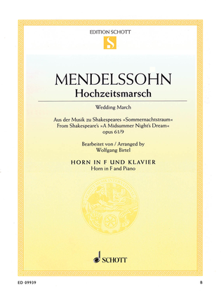 Book cover for Wedding March Op. 61, No. 9 from "A Midsummer Night's Dream"
