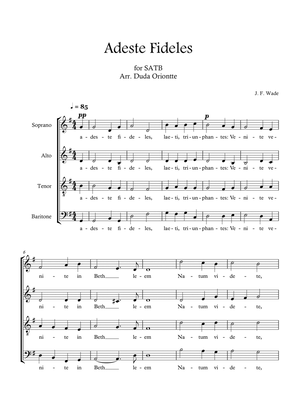 Adeste Fideles (SABT - G major - 4 staffs - no piano - no chords) O Come All Ye Faiful