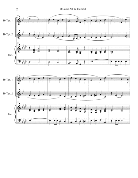 O Come All Ye Faithful (trumpet duet) with optional piano accompaniment image number null