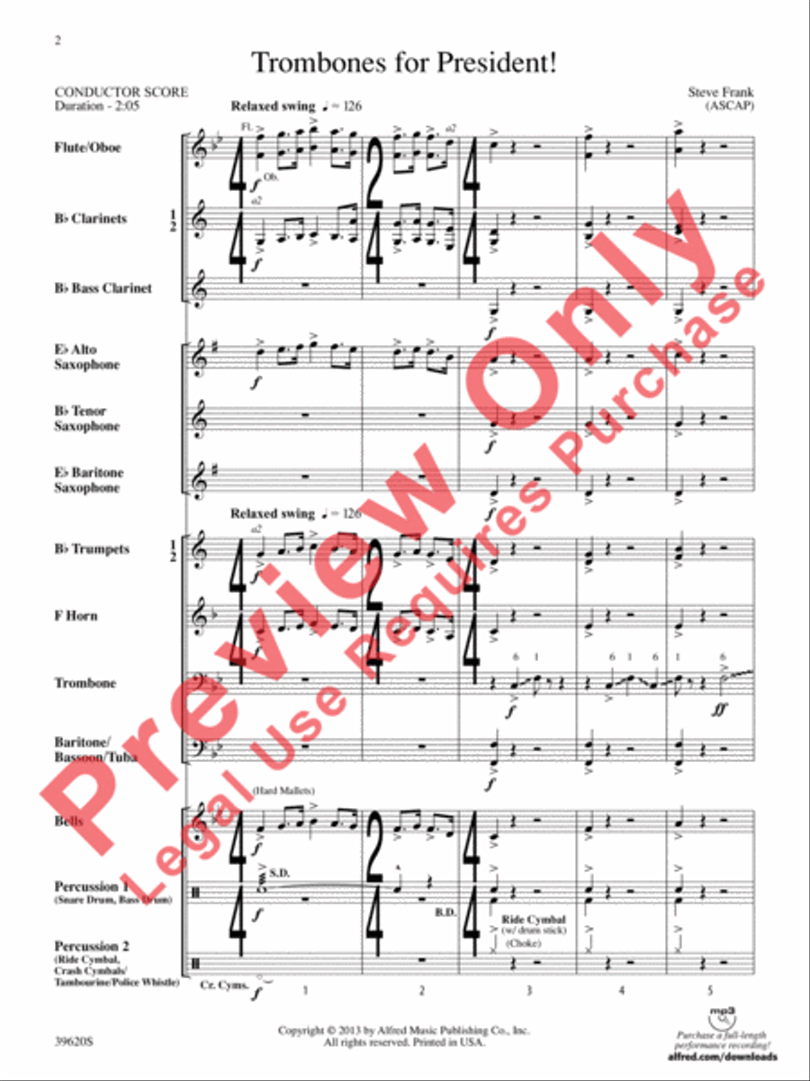Trombones for President! Trombones for President! Concert Band scores gallery preview page 3