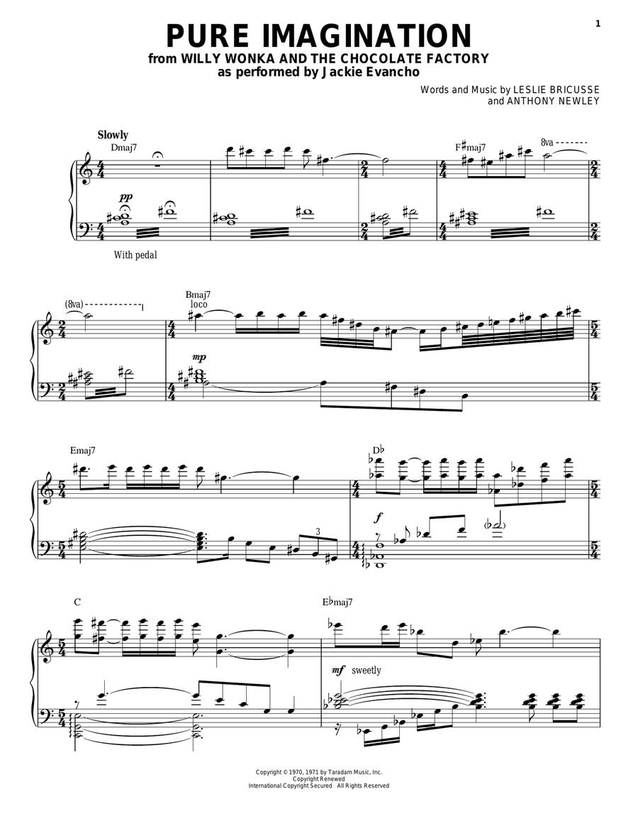 Pure Imagination Piano, Vocal scores gallery preview page 1