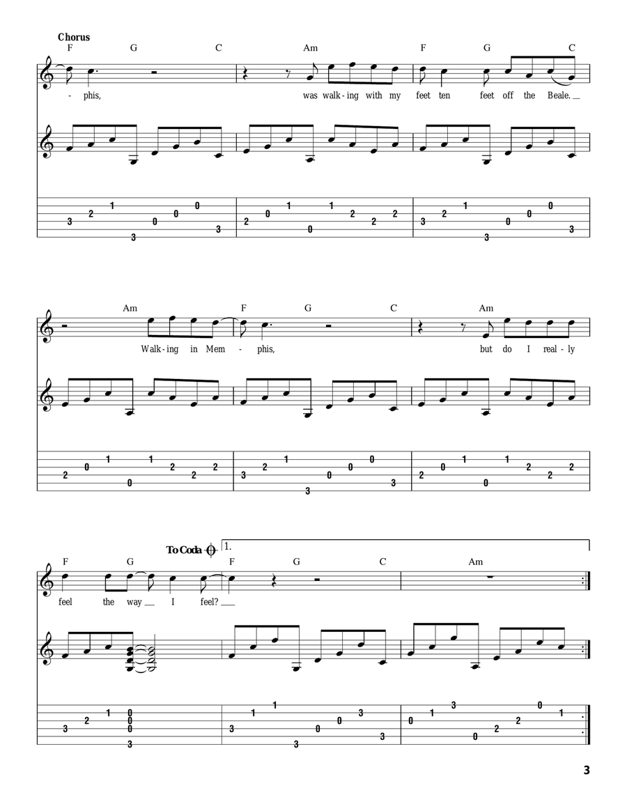 Walking In Memphis Acoustic Guitar scores gallery preview page 3