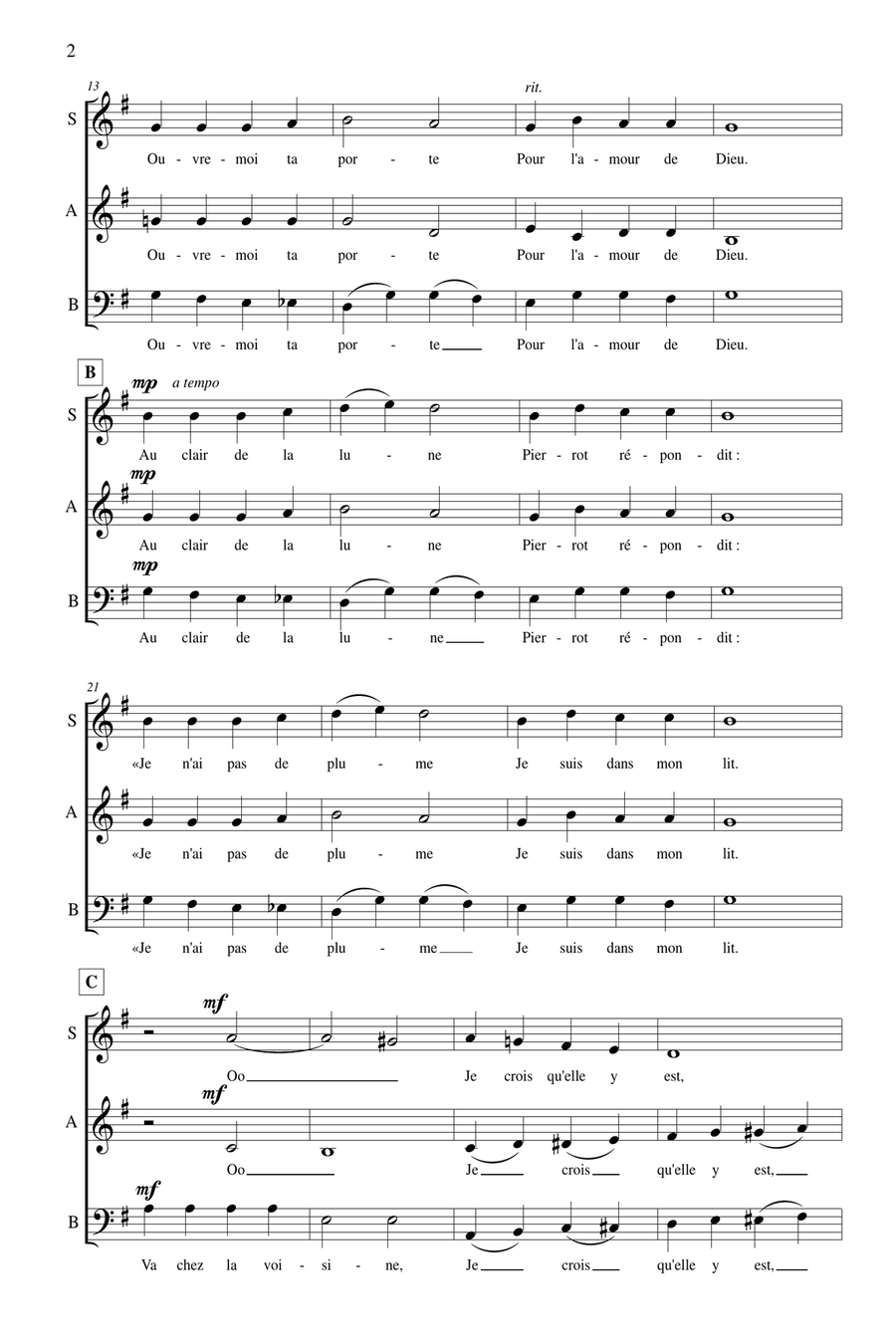 Au Clair De La Lune 3-Part scores gallery preview page 3