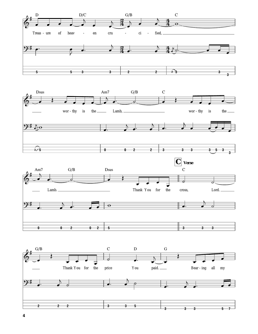 Worthy Is The Lamb Bass Guitar Tablature scores gallery preview page 4
