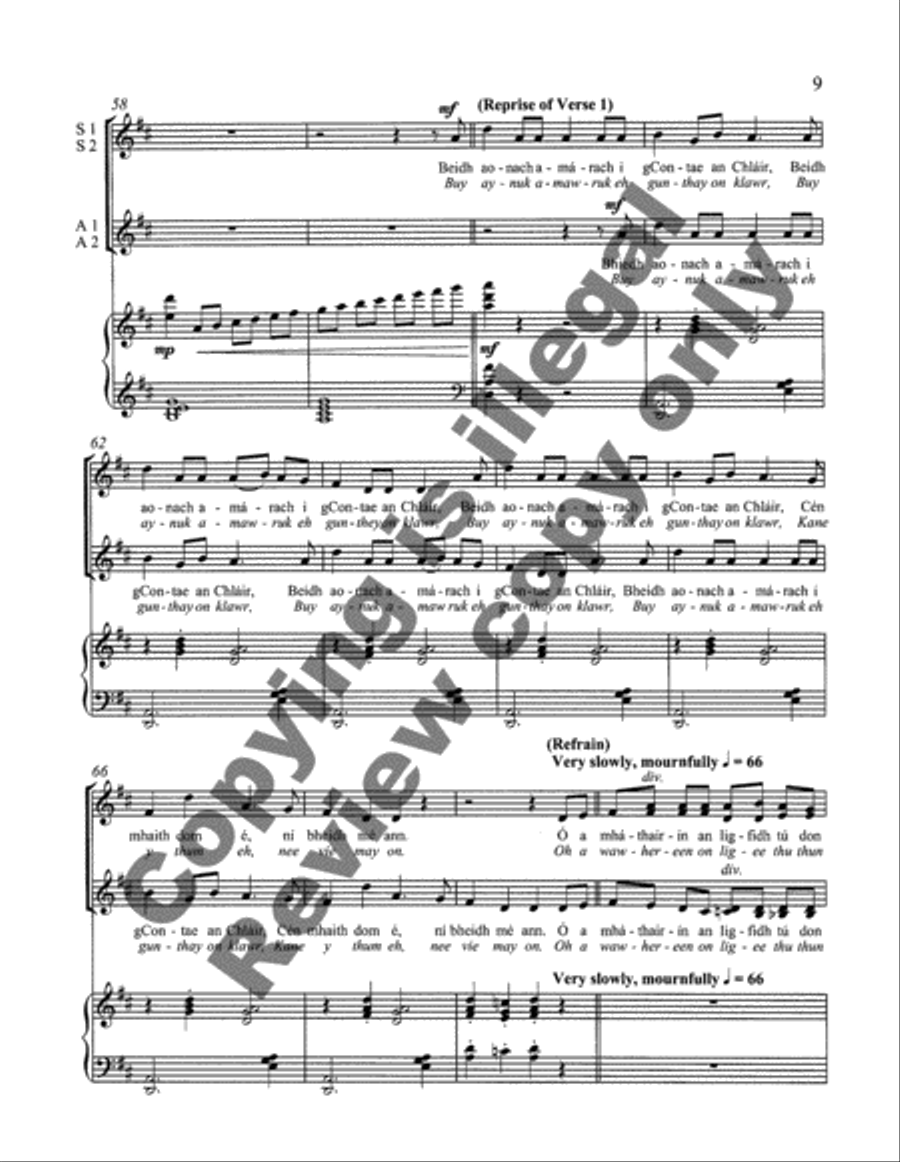 Beidh Aonach Amarach (Tomorrow there'll be a fair) (Choral Score) SSAA scores gallery preview page 9