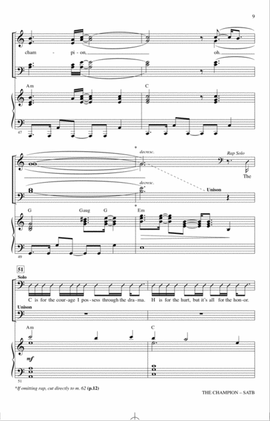 The Champion (feat. Ludacris) (arr. Mac Huff) 4-Part scores gallery preview page 8