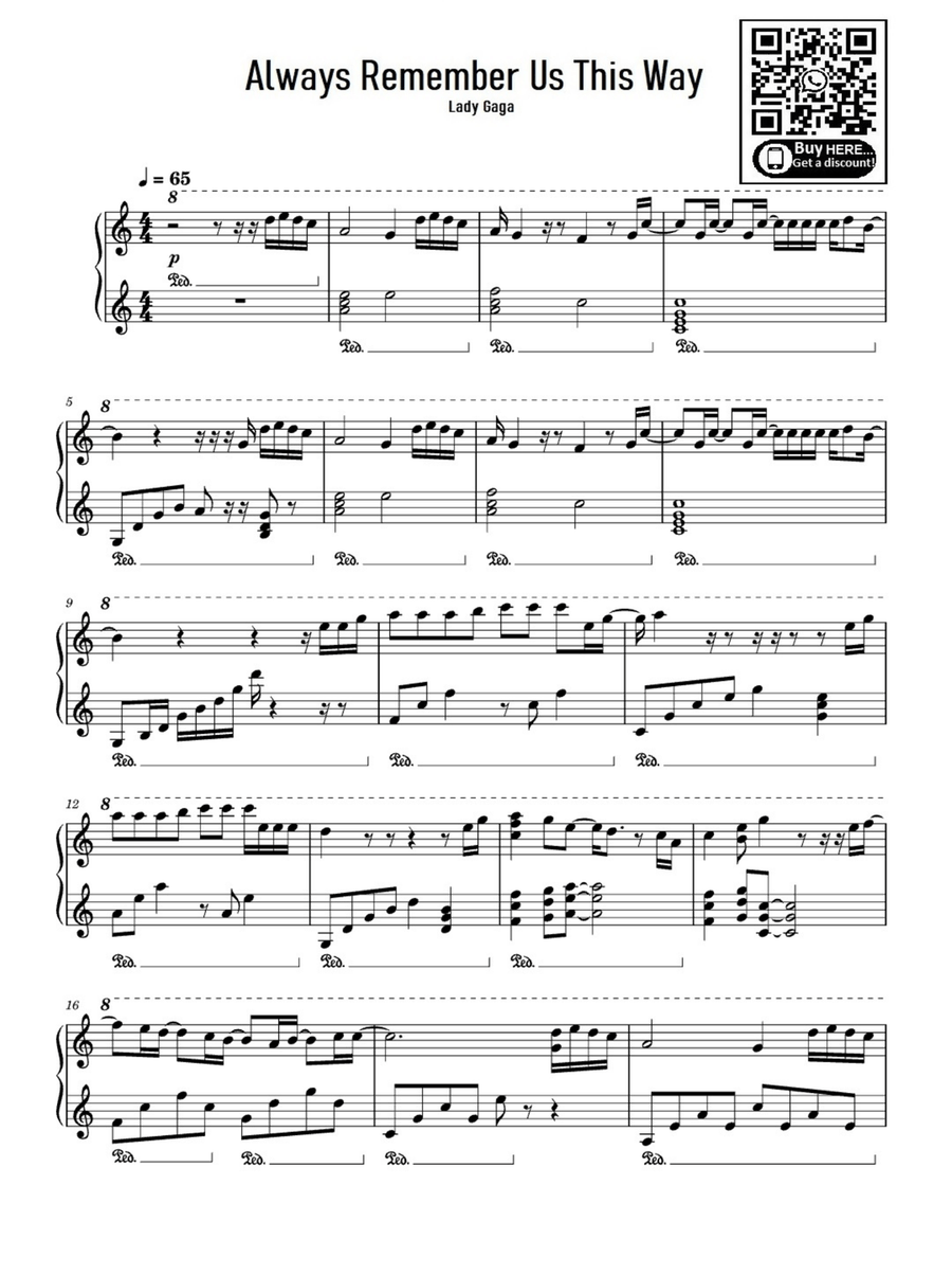 Always Remember Us This Way Easy Piano scores gallery preview page 1