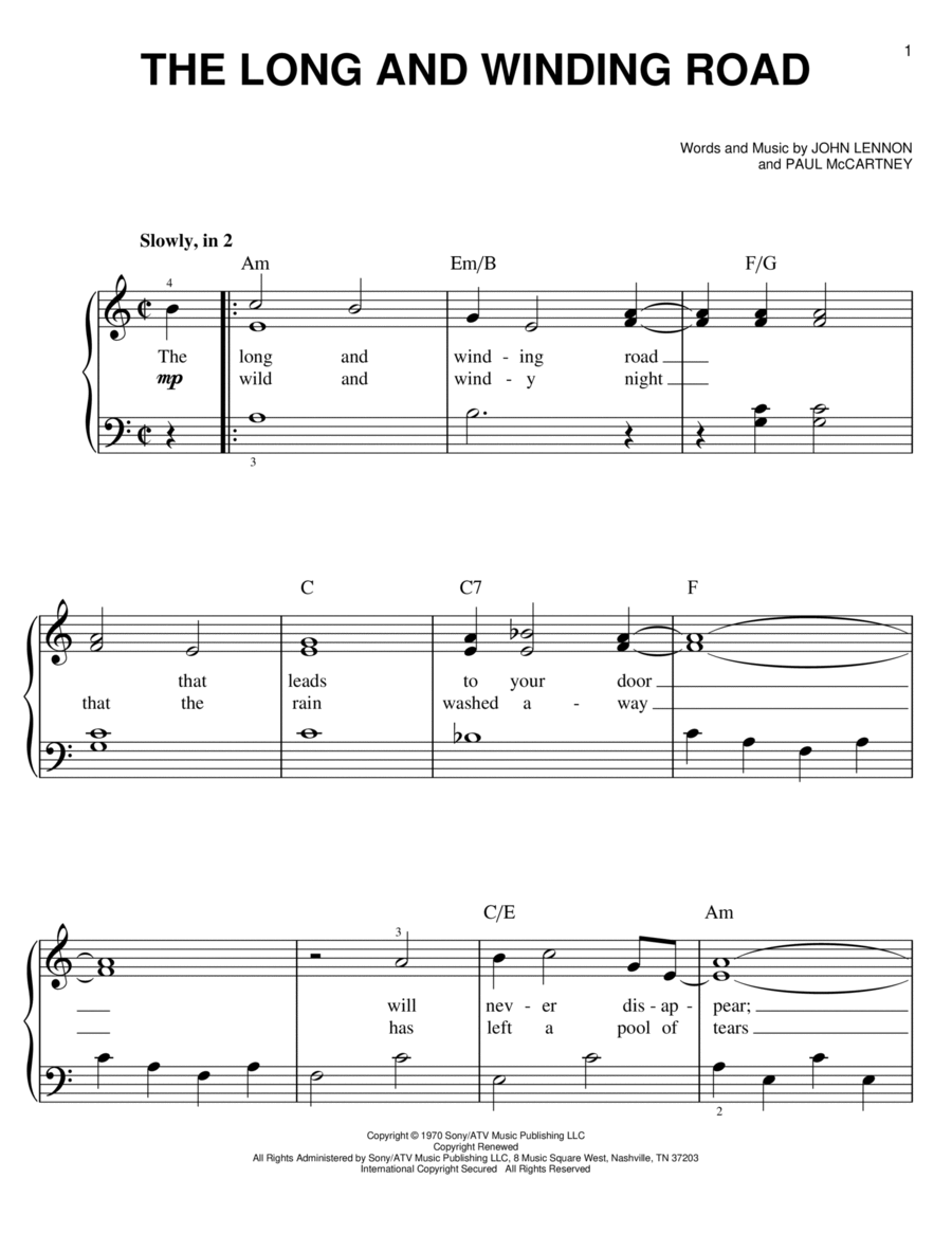 The Long And Winding Road Easy Piano scores gallery preview page 1