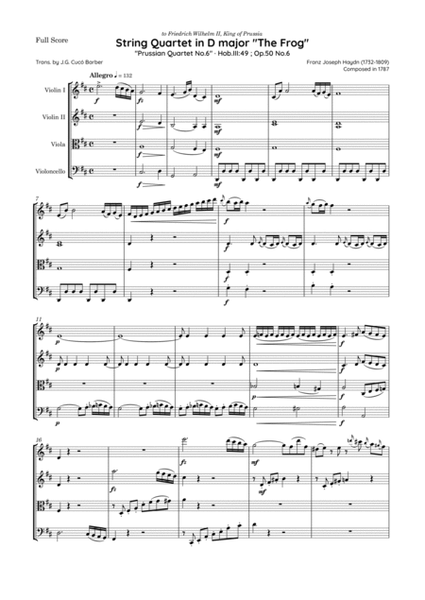 Haydn - String Quartet in D major, Hob.III:49 ; Op.50 No.6 · "Prussian Quartet No.6 - The Frog"
