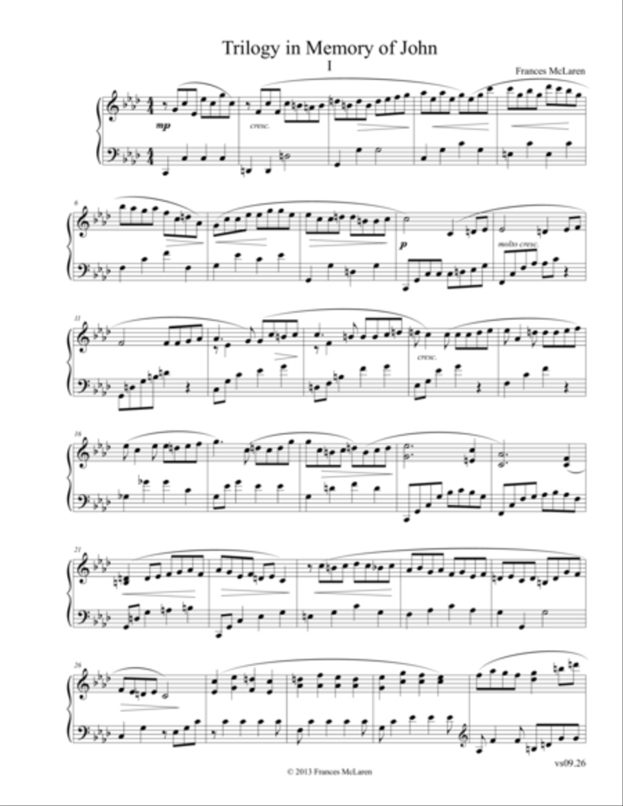 Trilogy in Memory of John Piano Solo scores gallery preview page 1