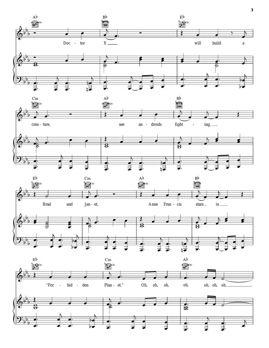 Science Fiction Double Feature Piano, Vocal, Guitar scores gallery preview page 3