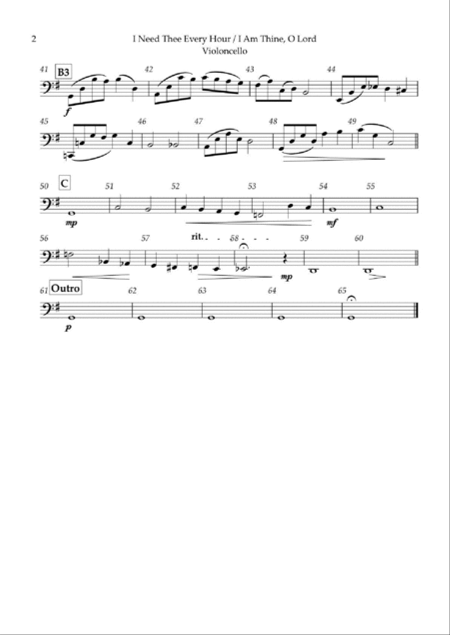 I Need Thee Every Hour/ I Am Thine O Lord for String Quartet String Quartet scores gallery preview page 2