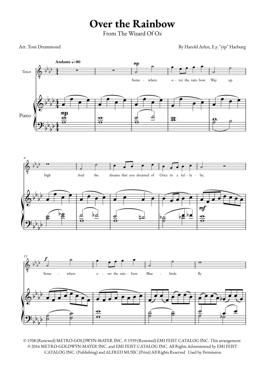 Over The Rainbow Over The Rainbow Voice scores gallery preview page 1