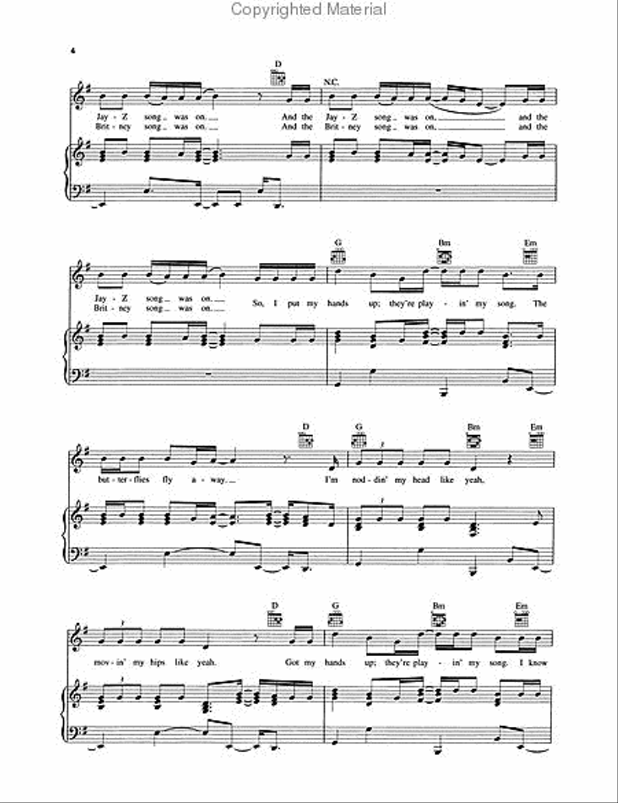 Party in the U.S.A. Piano, Vocal, Guitar scores gallery preview page 3