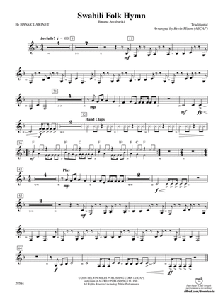 Swahili Folk Hymn (Bwana Awabariki): B-flat Bass Clarinet