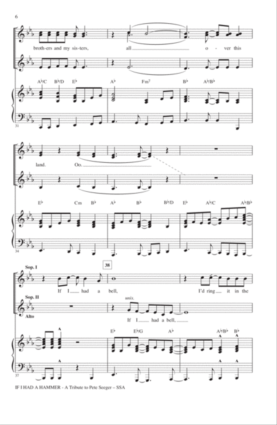 If I Had A Hammer (The Hammer Song) SSA scores gallery preview page 5