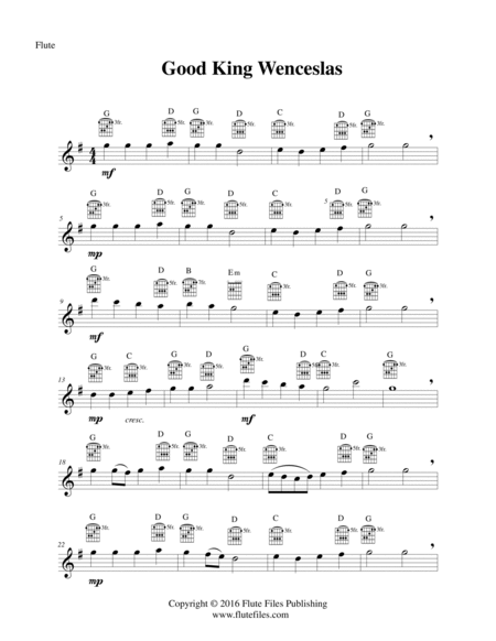 Good King Wenceslas - Flute Solo with Guitar Chords image number null